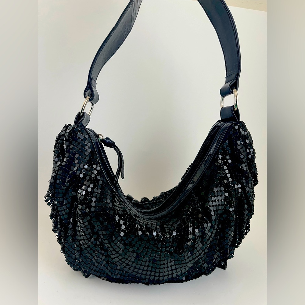Bebe ruffled metal mesh mini bag